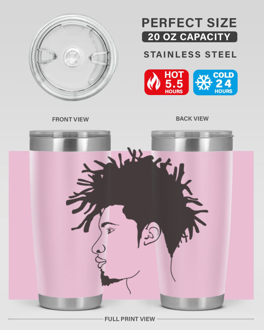 Beardman 51# black tumbler featuring double wall vacuum stainless steel design, perfect for hot and cold beverages.