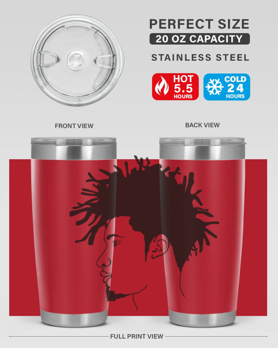 Beardman 51# black tumbler featuring double wall vacuum stainless steel design, perfect for hot and cold beverages.