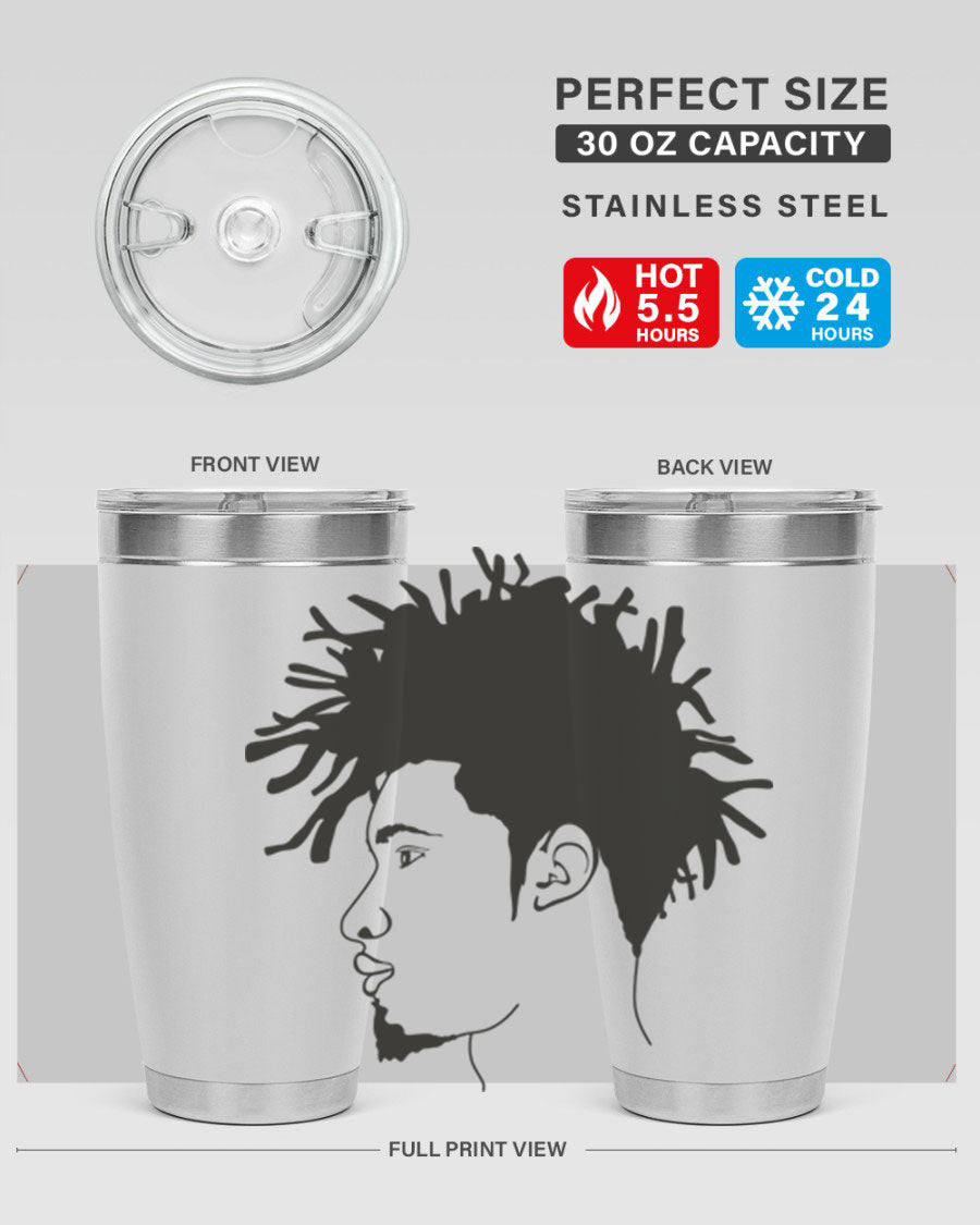 Beardman 51# black tumbler featuring double wall vacuum stainless steel design, perfect for hot and cold beverages.