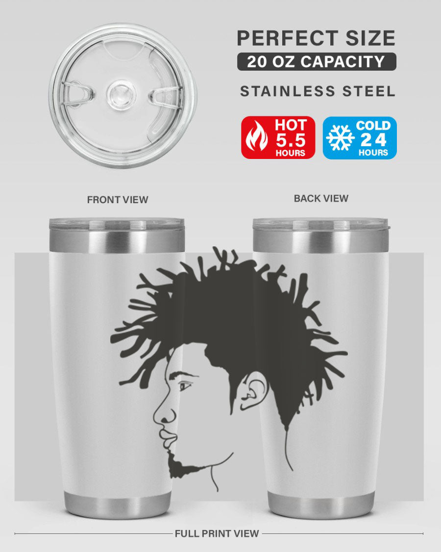 Beardman 51# black tumbler featuring double wall vacuum stainless steel design, perfect for hot and cold beverages.