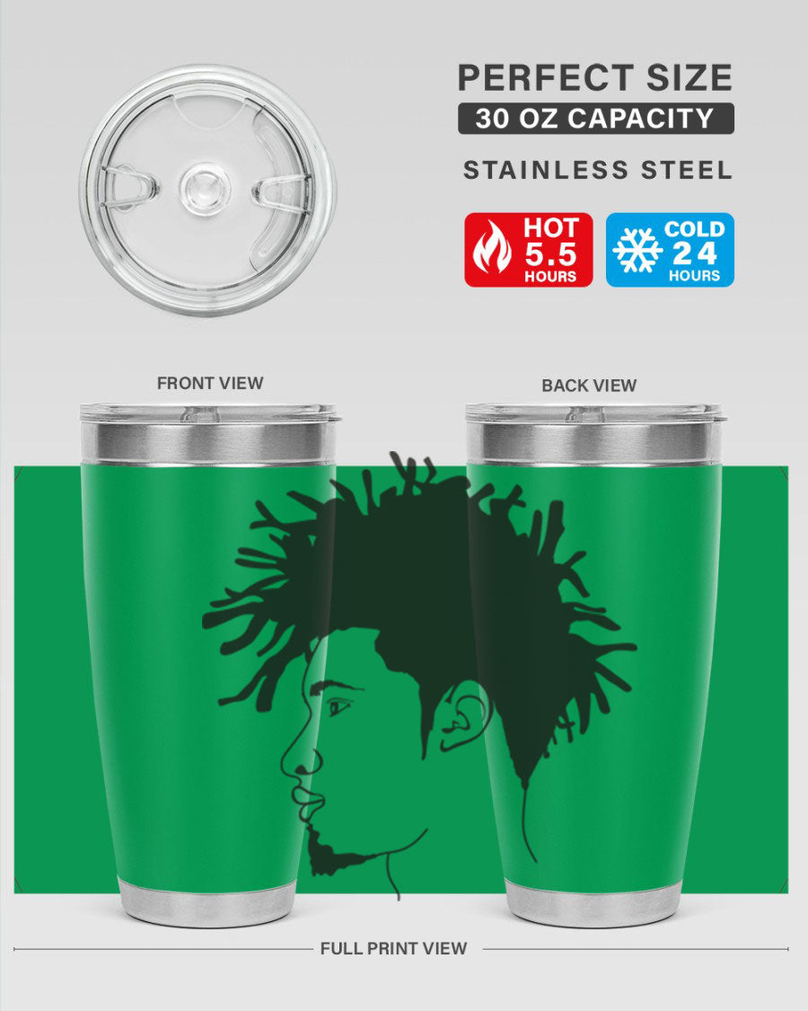 Beardman 51# black tumbler featuring double wall vacuum stainless steel design, perfect for hot and cold beverages.