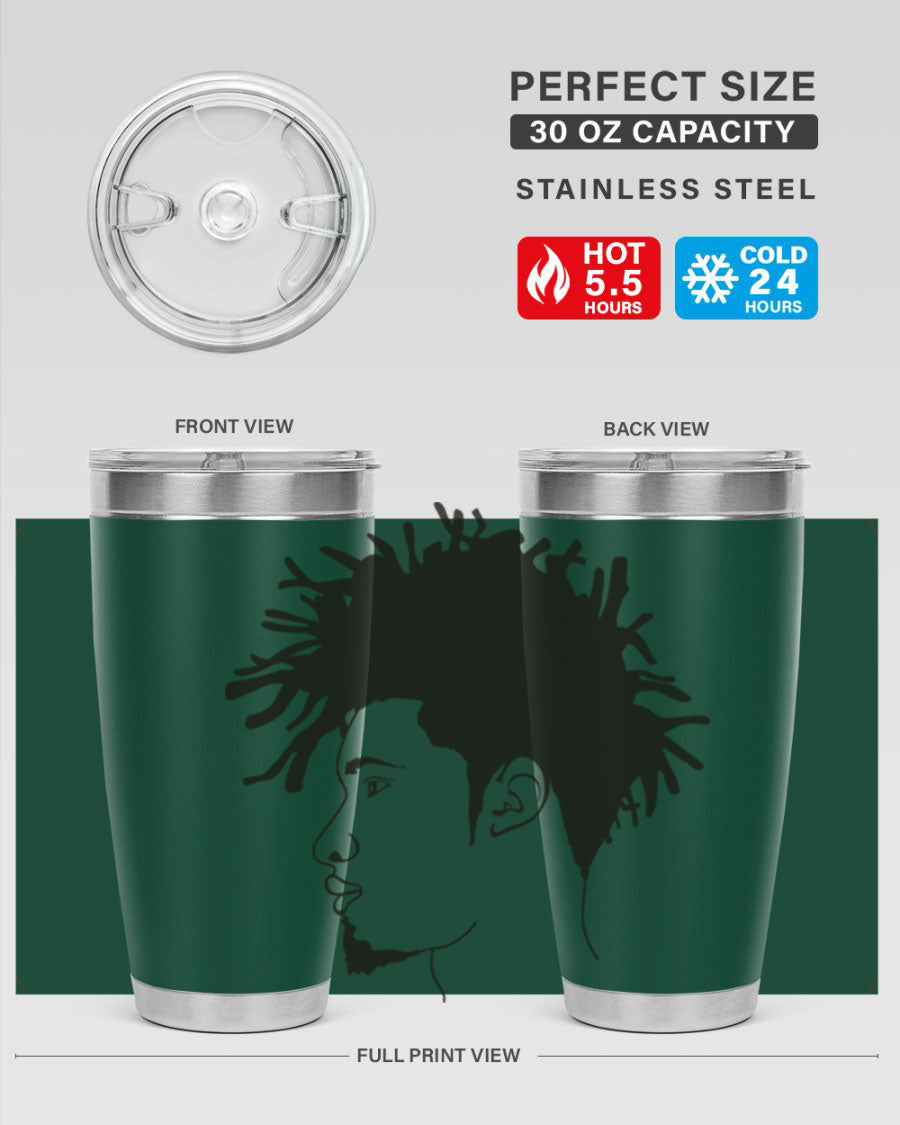 Beardman 51# black tumbler featuring double wall vacuum stainless steel design, perfect for hot and cold beverages.