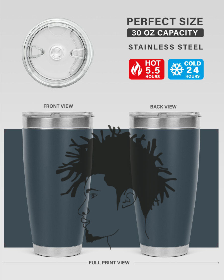 Beardman 51# black tumbler featuring double wall vacuum stainless steel design, perfect for hot and cold beverages.