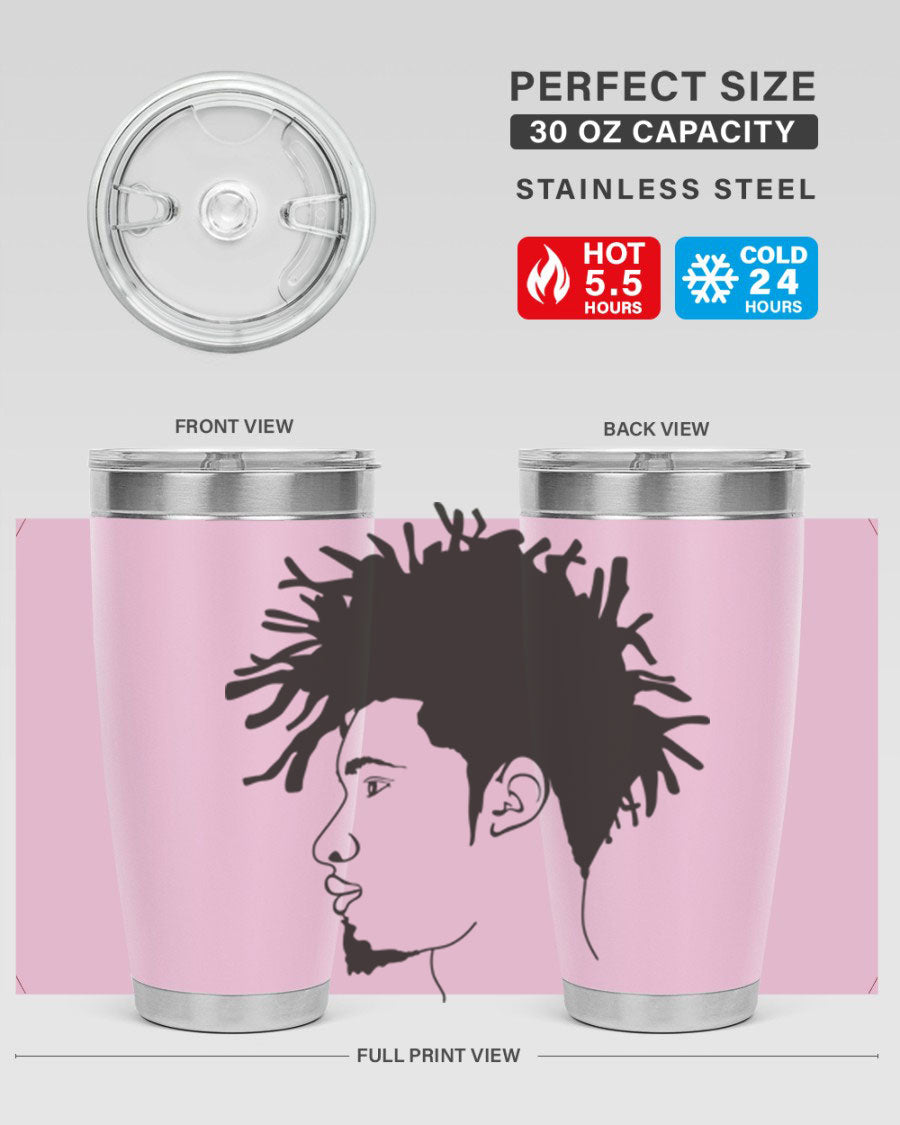 Beardman 51# black tumbler featuring double wall vacuum stainless steel design, perfect for hot and cold beverages.