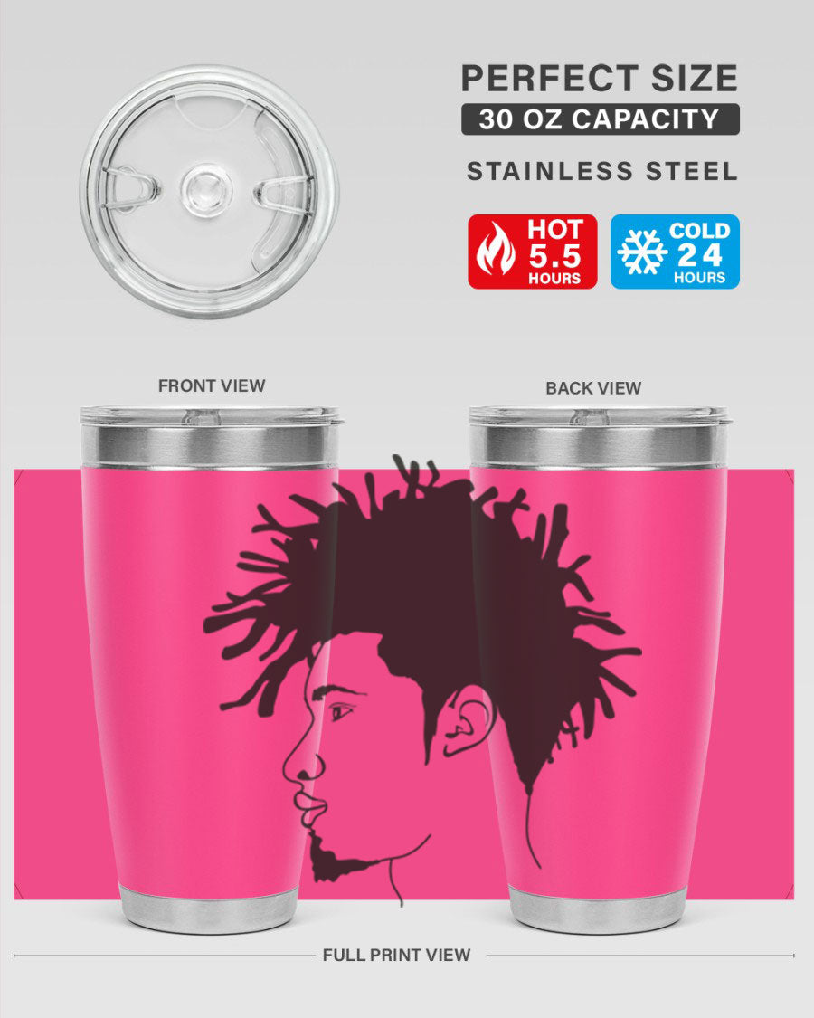 Beardman 51# black tumbler featuring double wall vacuum stainless steel design, perfect for hot and cold beverages.