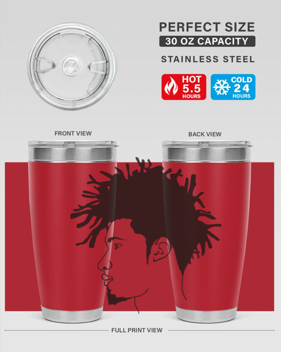 Beardman 51# black tumbler featuring double wall vacuum stainless steel design, perfect for hot and cold beverages.