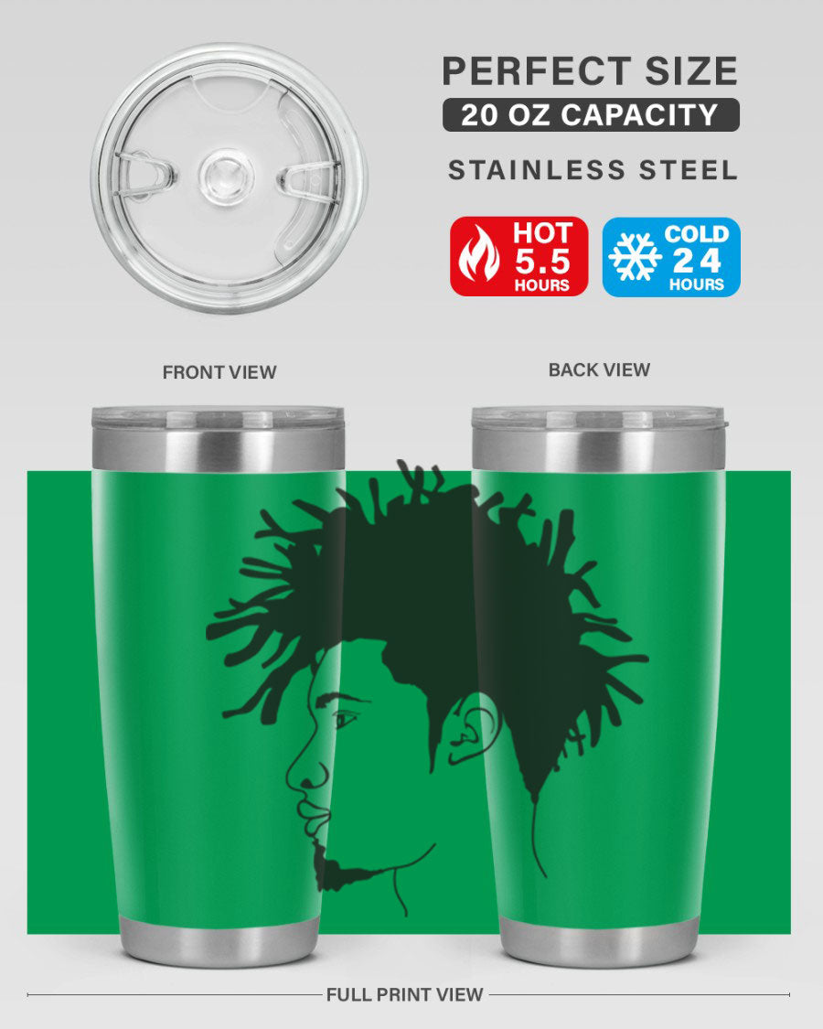 Beardman 51# black tumbler featuring double wall vacuum stainless steel design, perfect for hot and cold beverages.