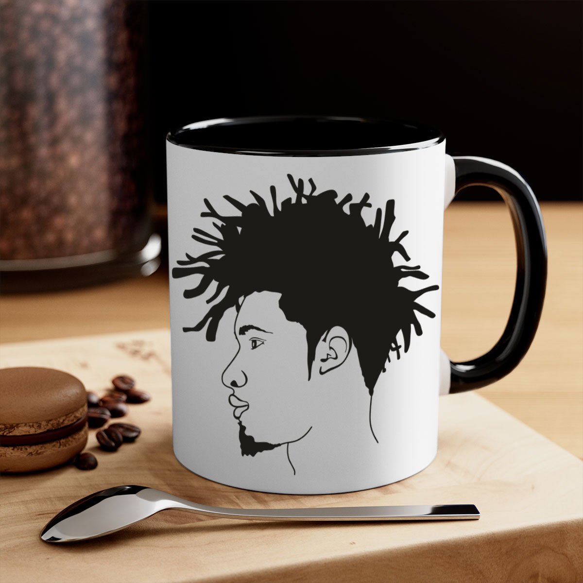 beardman 51# Black men Boys Mug with colorful handle and glossy finish, perfect for coffee and tea.