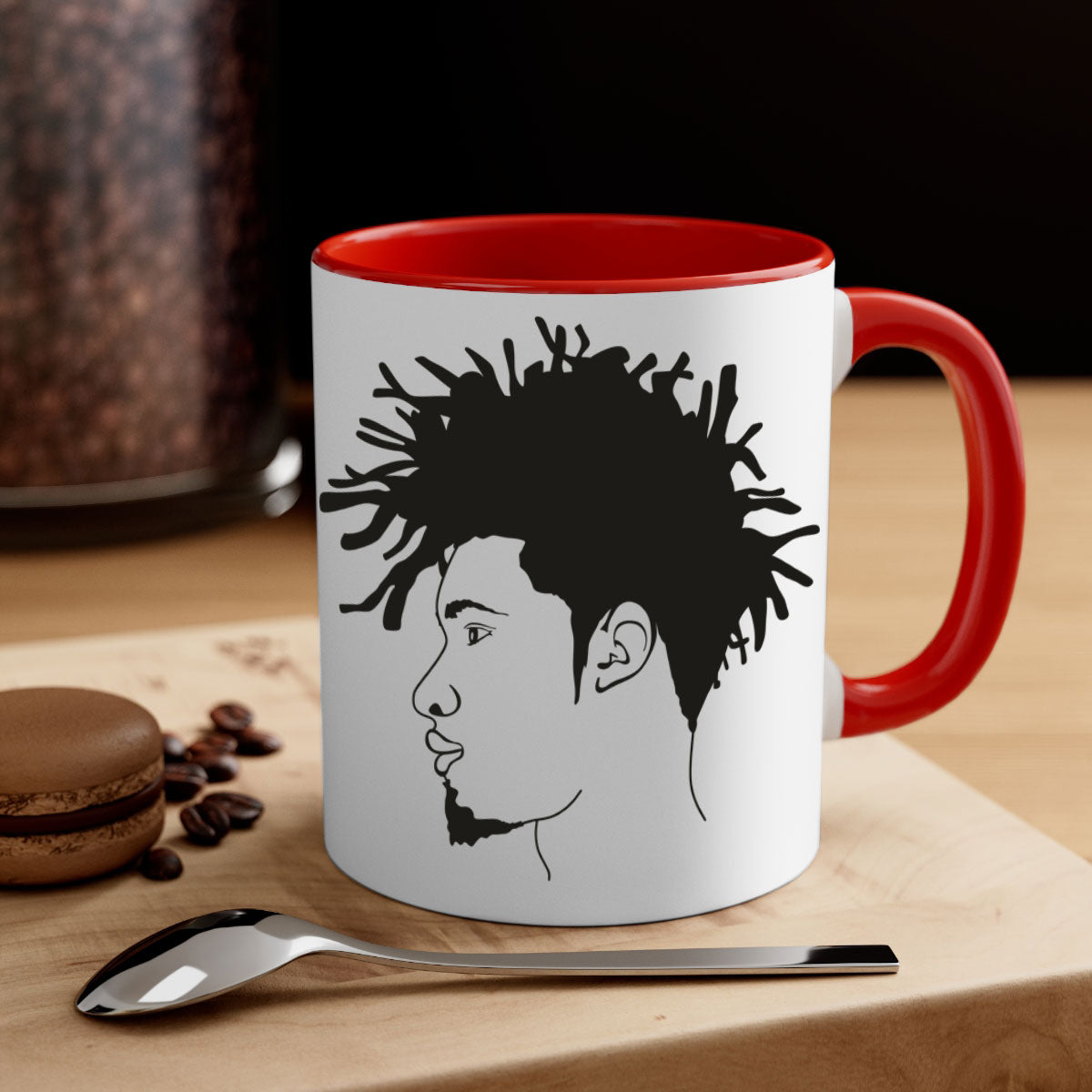beardman 51# Black men Boys Mug with colorful handle and glossy finish, perfect for coffee and tea.