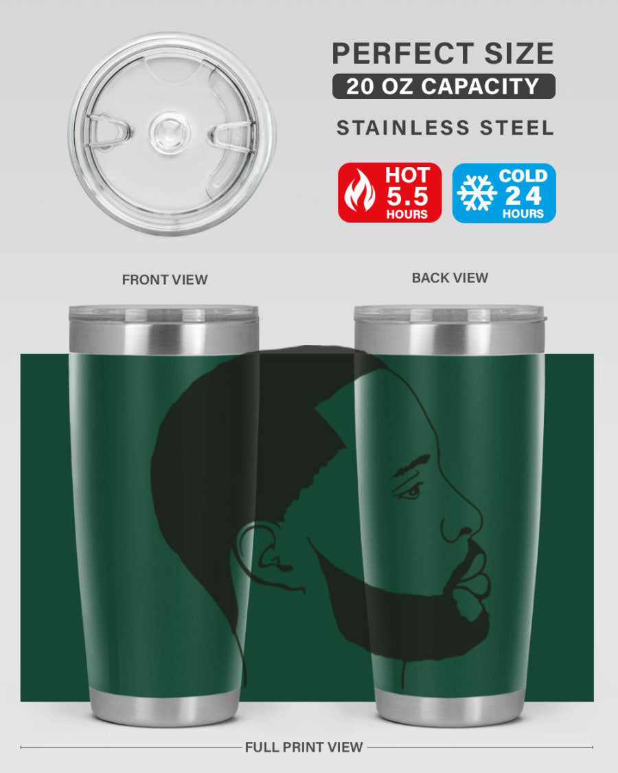 Beardman 54# black tumbler with double wall vacuum stainless steel design, featuring a drink-thru lid and copper lining.