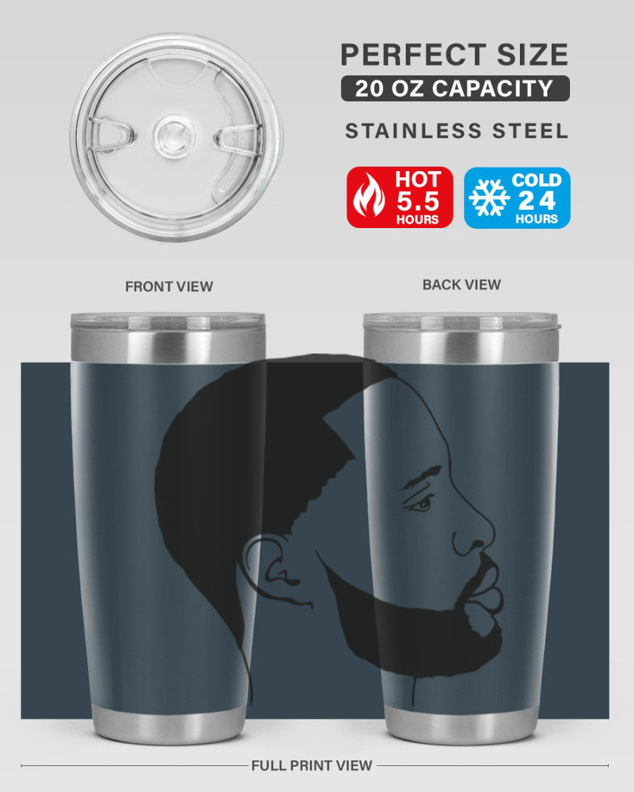 Beardman 54# black tumbler with double wall vacuum stainless steel design, featuring a drink-thru lid and copper lining.