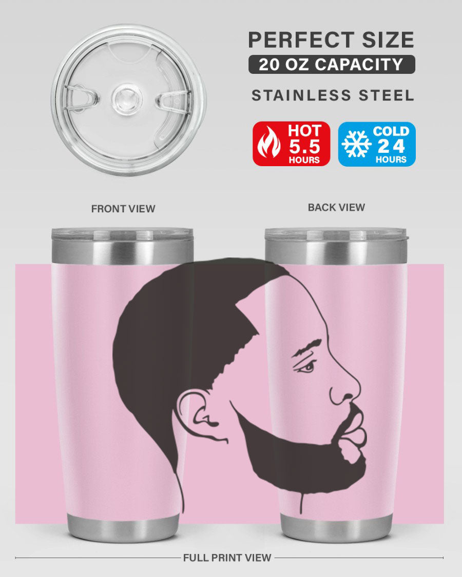 Beardman 54# black tumbler with double wall vacuum stainless steel design, featuring a drink-thru lid and copper lining.