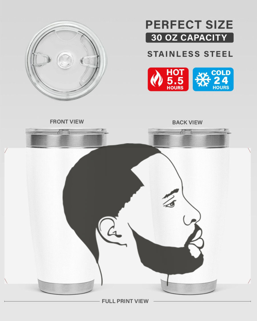 Beardman 54# black tumbler with double wall vacuum stainless steel design, featuring a drink-thru lid and copper lining.