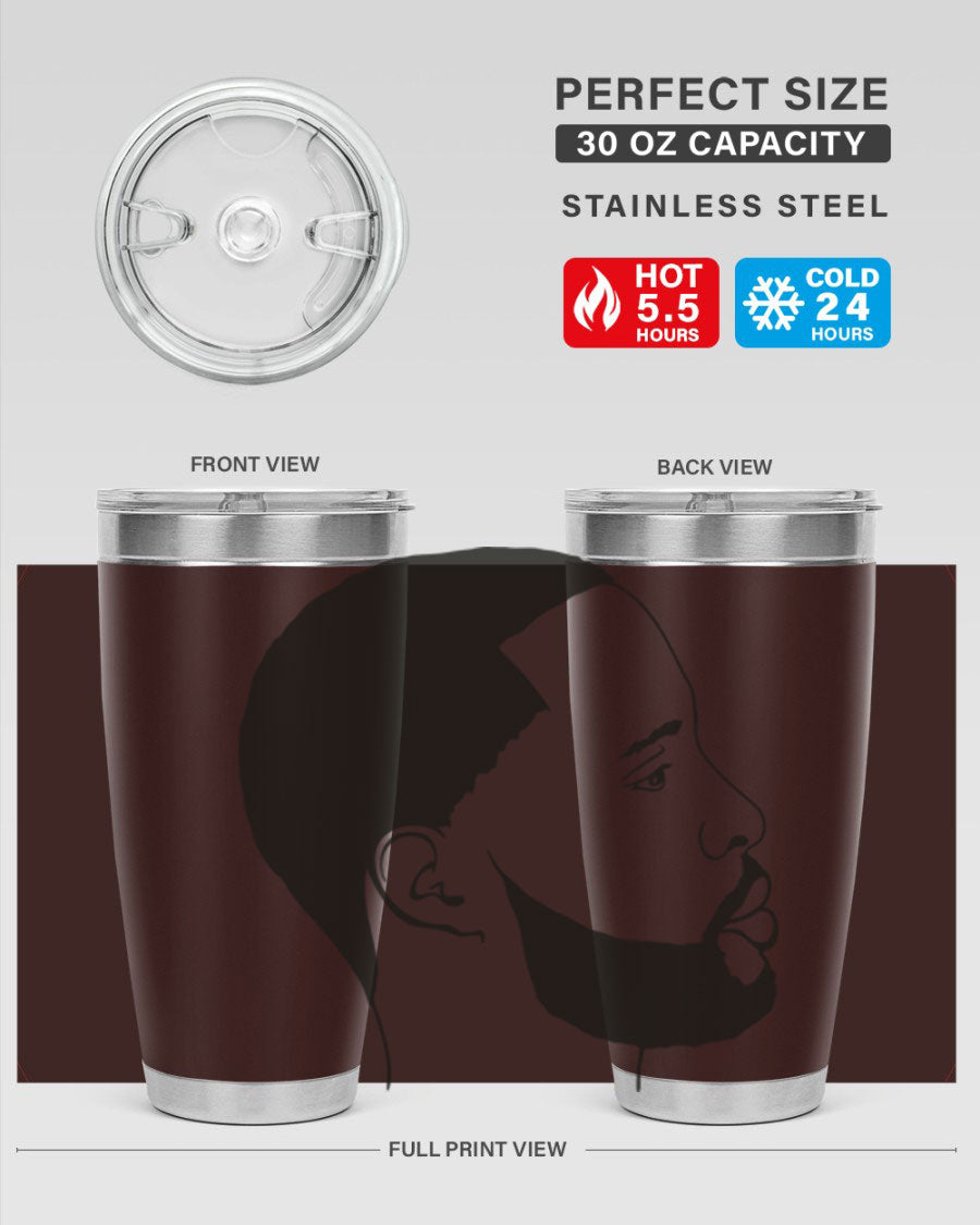 Beardman 54# black tumbler with double wall vacuum stainless steel design, featuring a drink-thru lid and copper lining.
