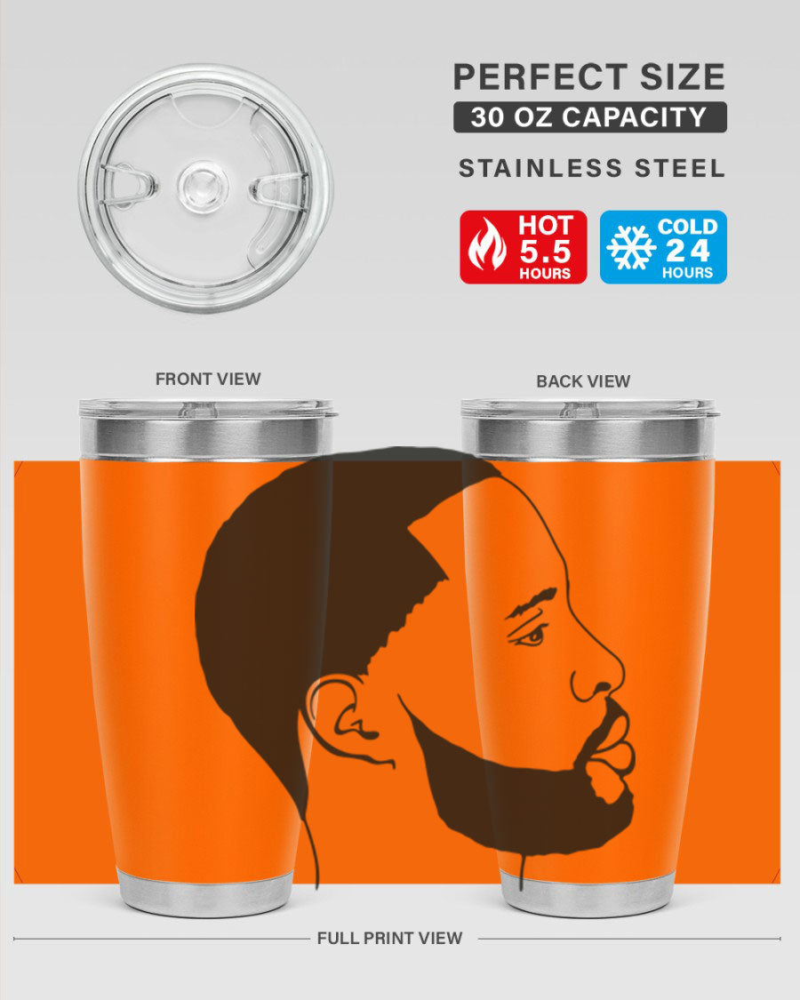 Beardman 54# black tumbler with double wall vacuum stainless steel design, featuring a drink-thru lid and copper lining.