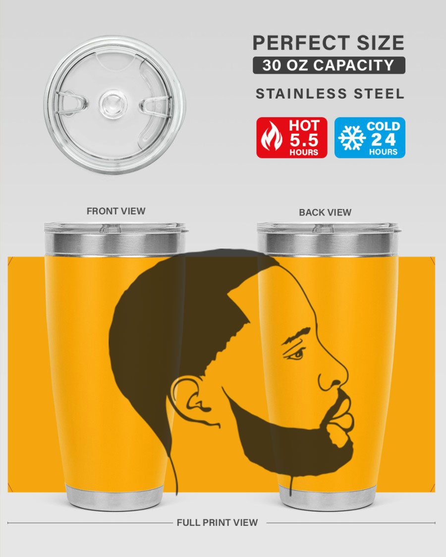 Beardman 54# black tumbler with double wall vacuum stainless steel design, featuring a drink-thru lid and copper lining.