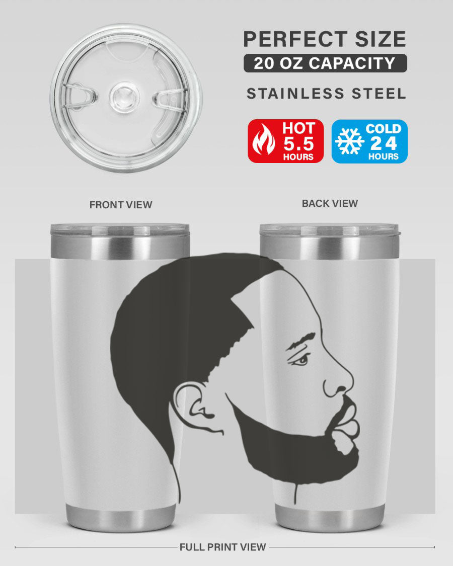 Beardman 54# black tumbler with double wall vacuum stainless steel design, featuring a drink-thru lid and copper lining.