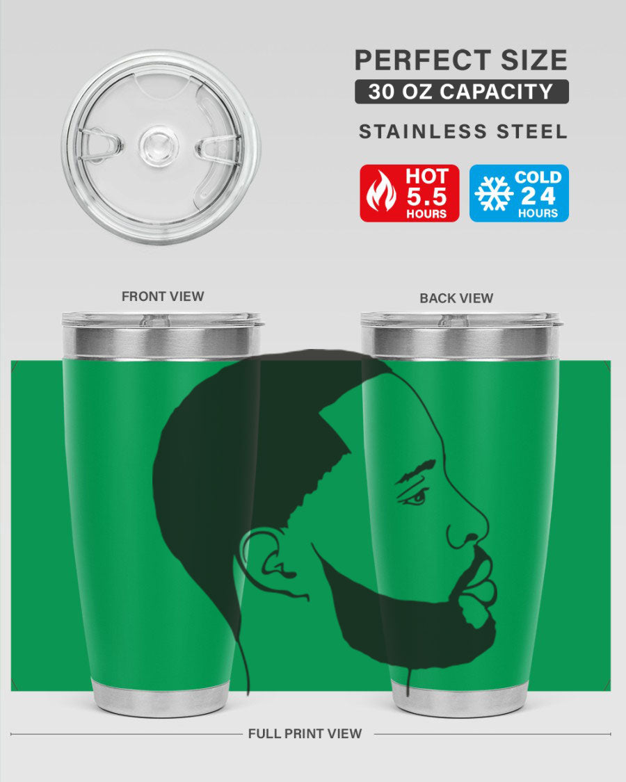 Beardman 54# black tumbler with double wall vacuum stainless steel design, featuring a drink-thru lid and copper lining.