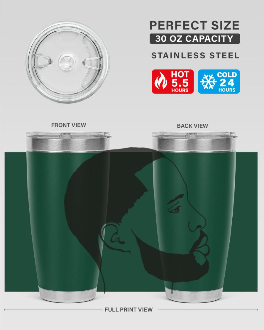 Beardman 54# black tumbler with double wall vacuum stainless steel design, featuring a drink-thru lid and copper lining.