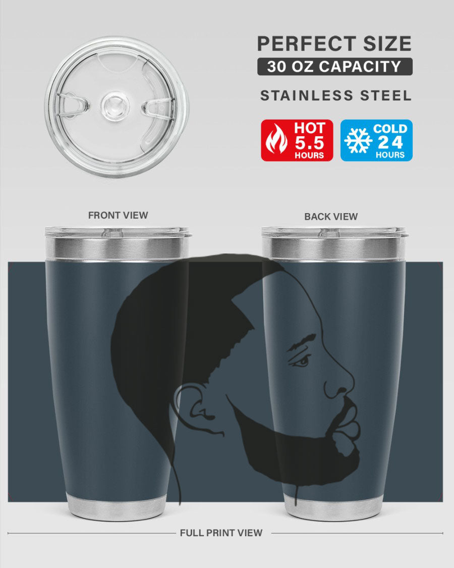 Beardman 54# black tumbler with double wall vacuum stainless steel design, featuring a drink-thru lid and copper lining.