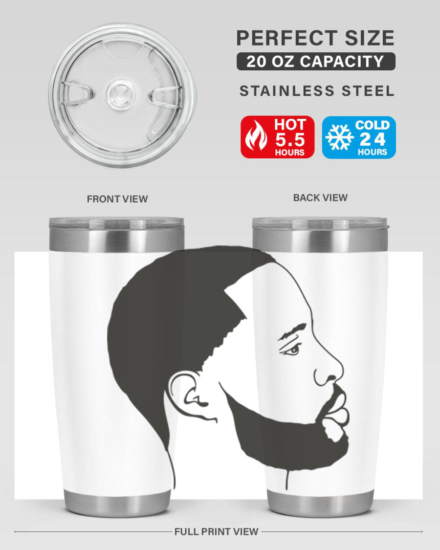 Beardman 54# black tumbler with double wall vacuum stainless steel design, featuring a drink-thru lid and copper lining.