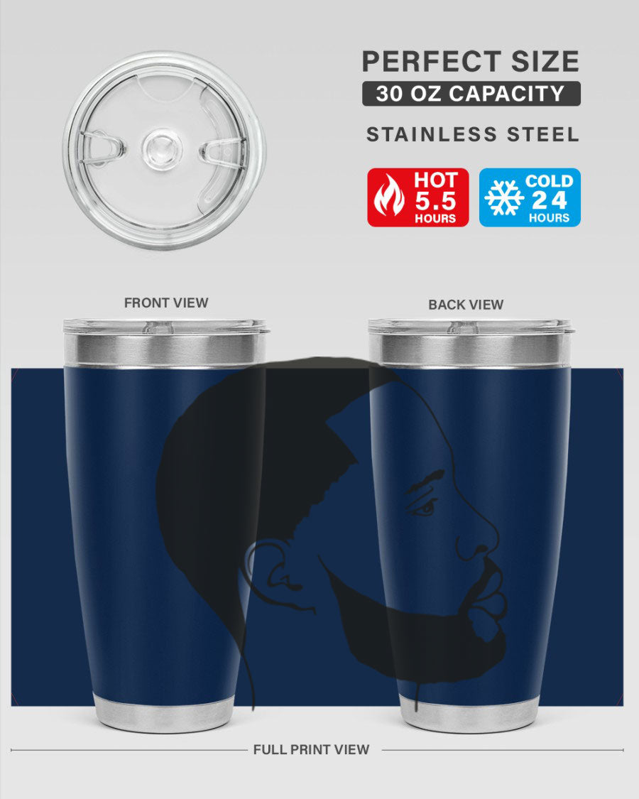 Beardman 54# black tumbler with double wall vacuum stainless steel design, featuring a drink-thru lid and copper lining.