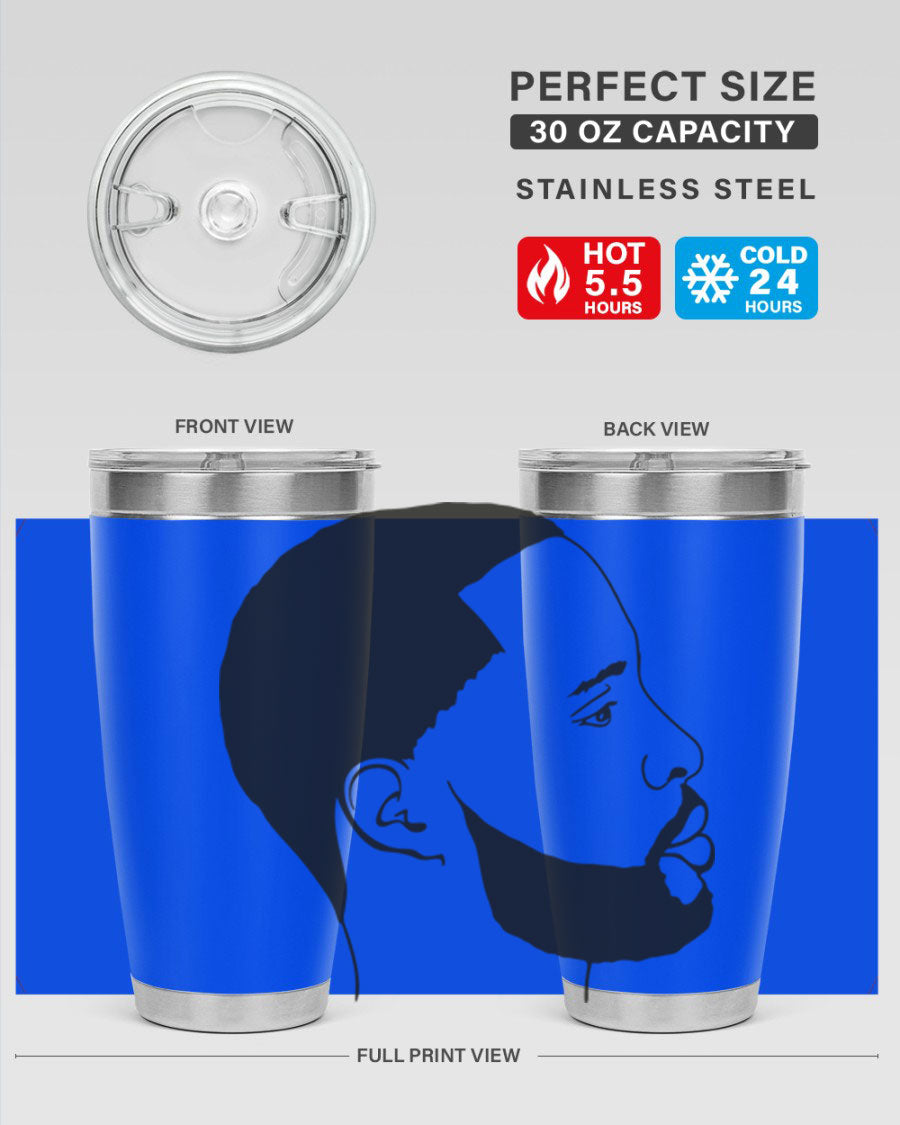 Beardman 54# black tumbler with double wall vacuum stainless steel design, featuring a drink-thru lid and copper lining.