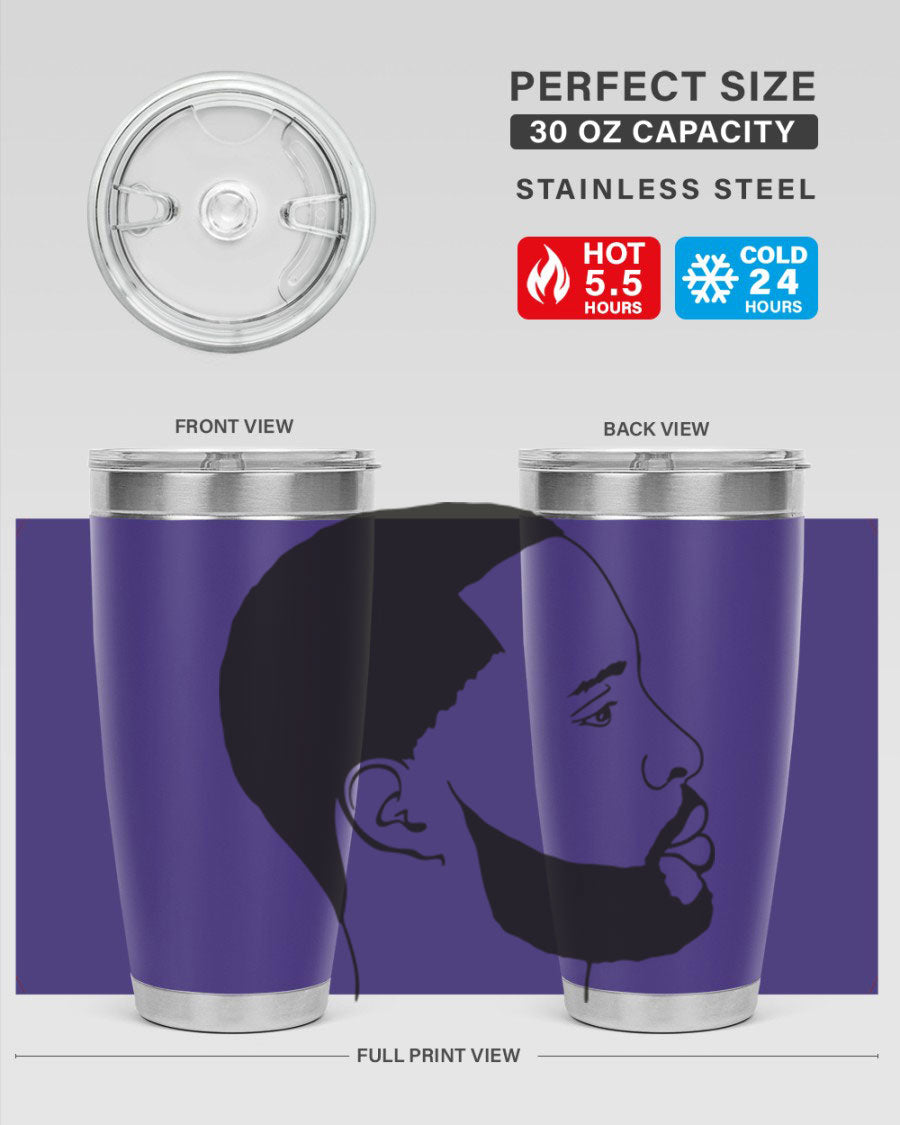 Beardman 54# black tumbler with double wall vacuum stainless steel design, featuring a drink-thru lid and copper lining.