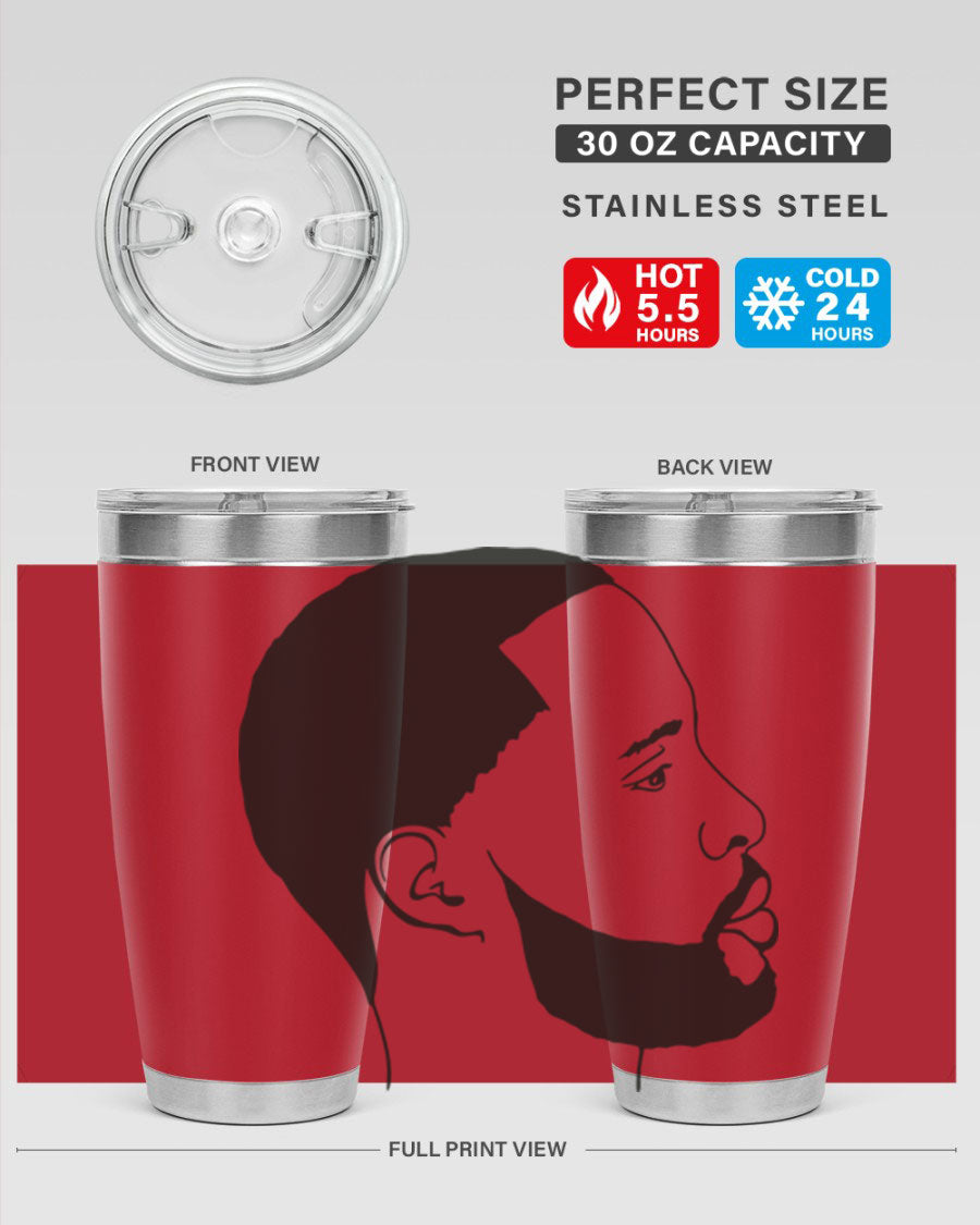 Beardman 54# black tumbler with double wall vacuum stainless steel design, featuring a drink-thru lid and copper lining.