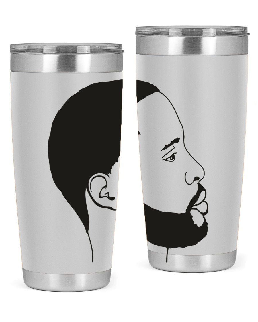Beardman 54# black tumbler with double wall vacuum stainless steel design, featuring a drink-thru lid and copper lining.