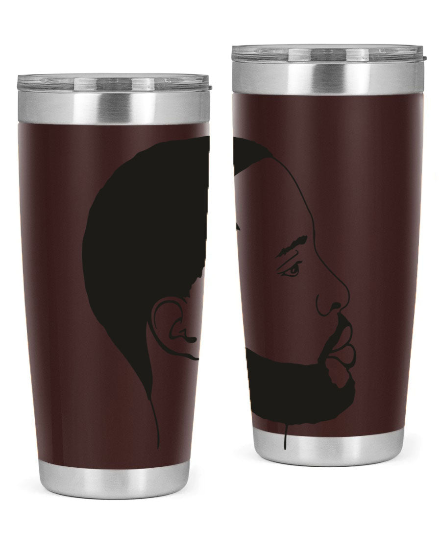 Beardman 54# black tumbler with double wall vacuum stainless steel design, featuring a drink-thru lid and copper lining.
