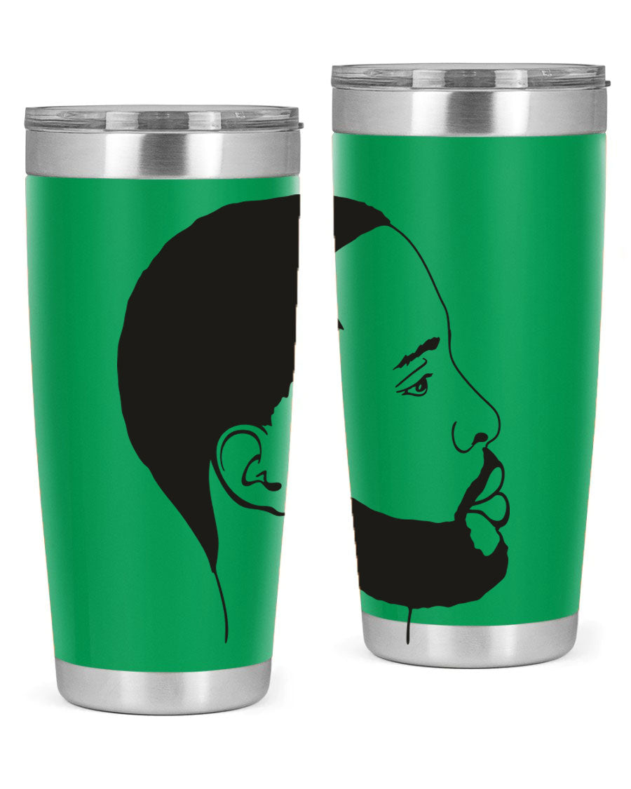 Beardman 54# black tumbler with double wall vacuum stainless steel design, featuring a drink-thru lid and copper lining.