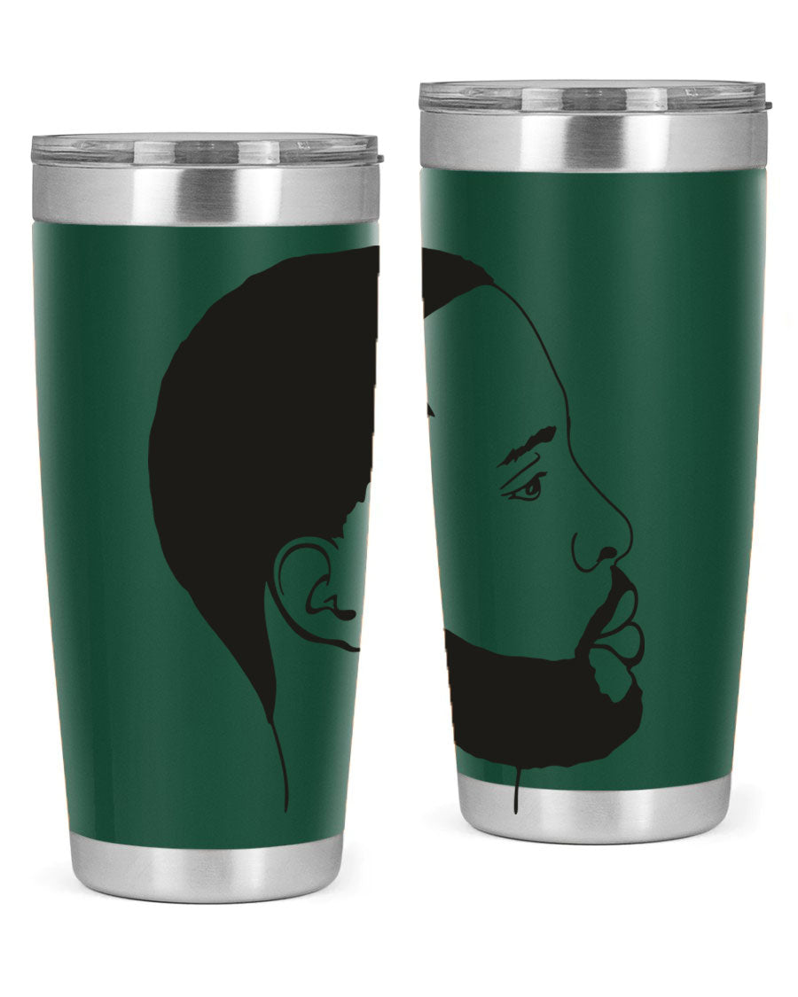 Beardman 54# black tumbler with double wall vacuum stainless steel design, featuring a drink-thru lid and copper lining.