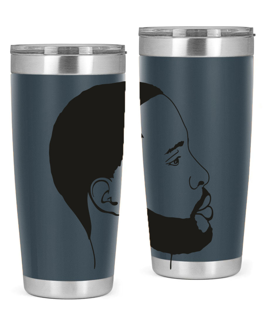 Beardman 54# black tumbler with double wall vacuum stainless steel design, featuring a drink-thru lid and copper lining.