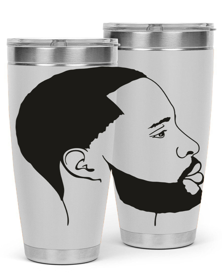 Beardman 54# black tumbler with double wall vacuum stainless steel design, featuring a drink-thru lid and copper lining.