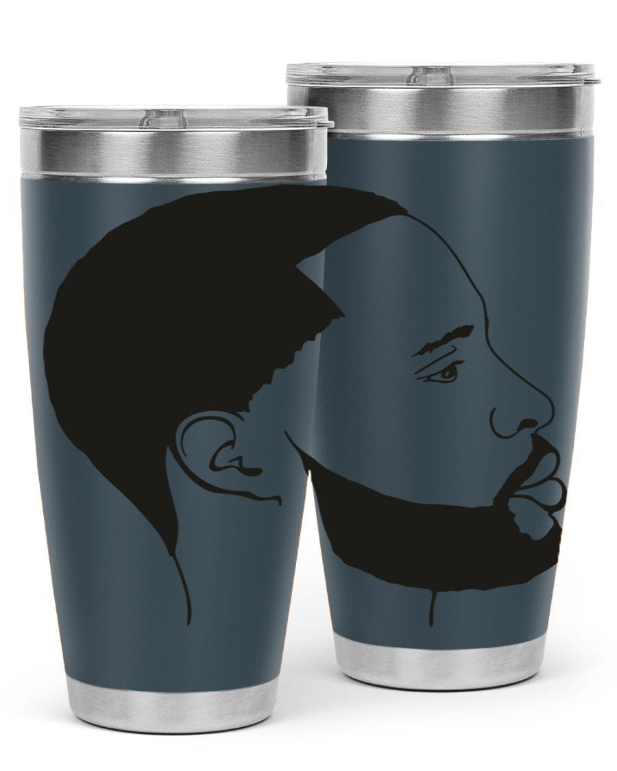Beardman 54# black tumbler with double wall vacuum stainless steel design, featuring a drink-thru lid and copper lining.