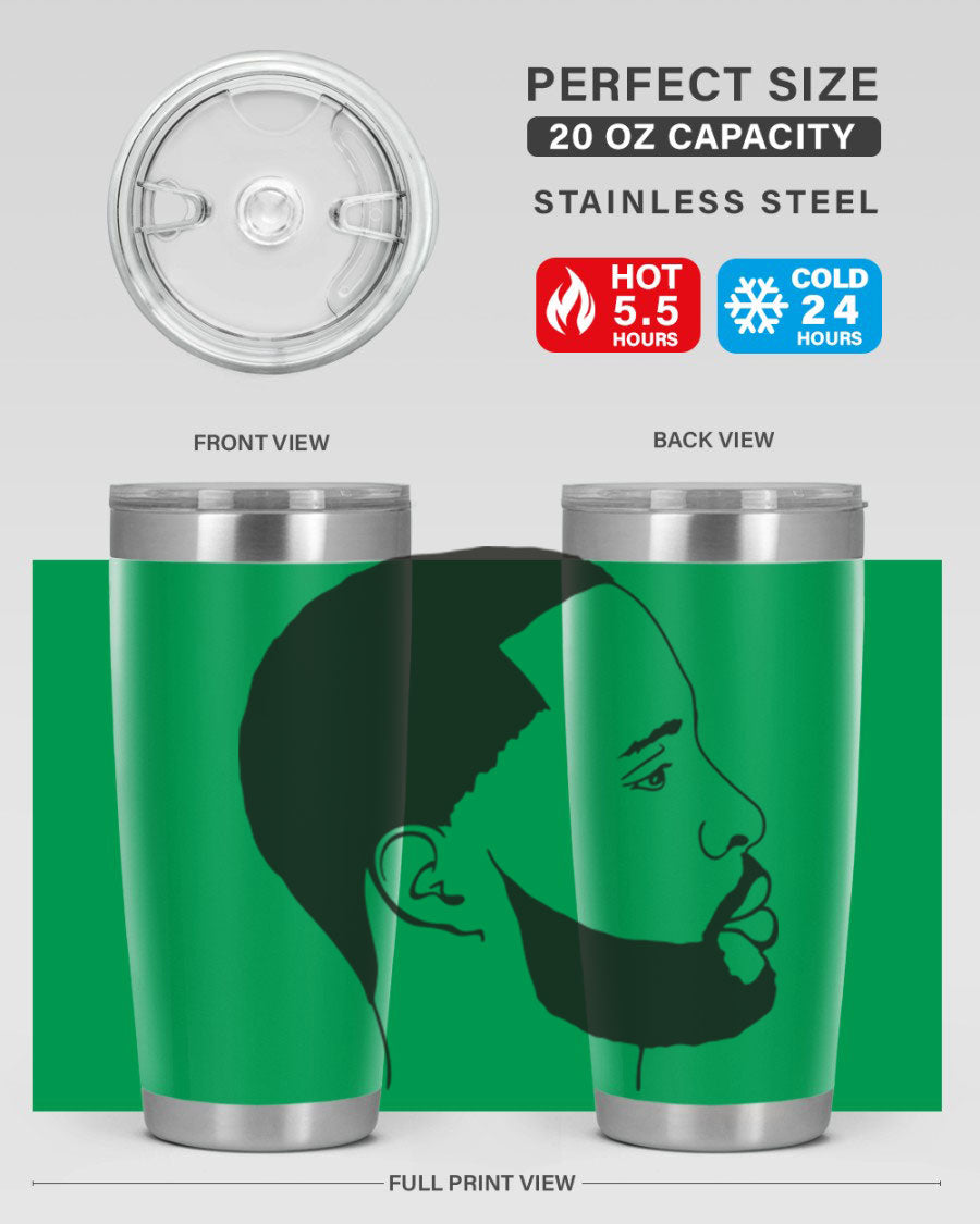 Beardman 54# black tumbler with double wall vacuum stainless steel design, featuring a drink-thru lid and copper lining.