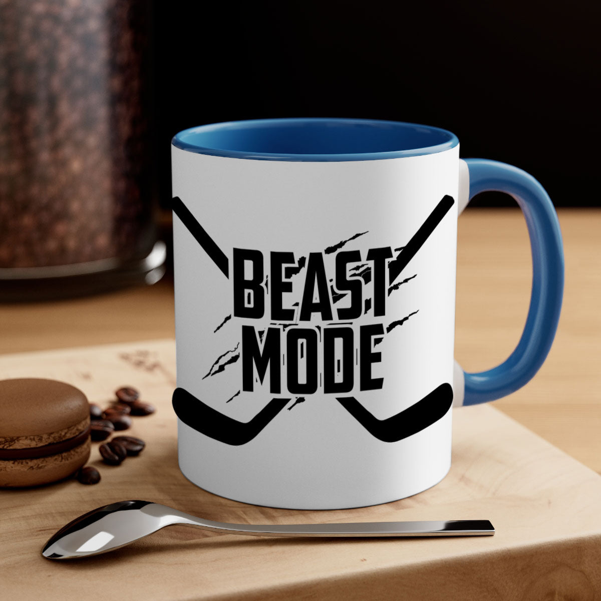 Beast mode 1426# two-tone ceramic coffee mug with colored handle and glossy finish, available in multiple colors.