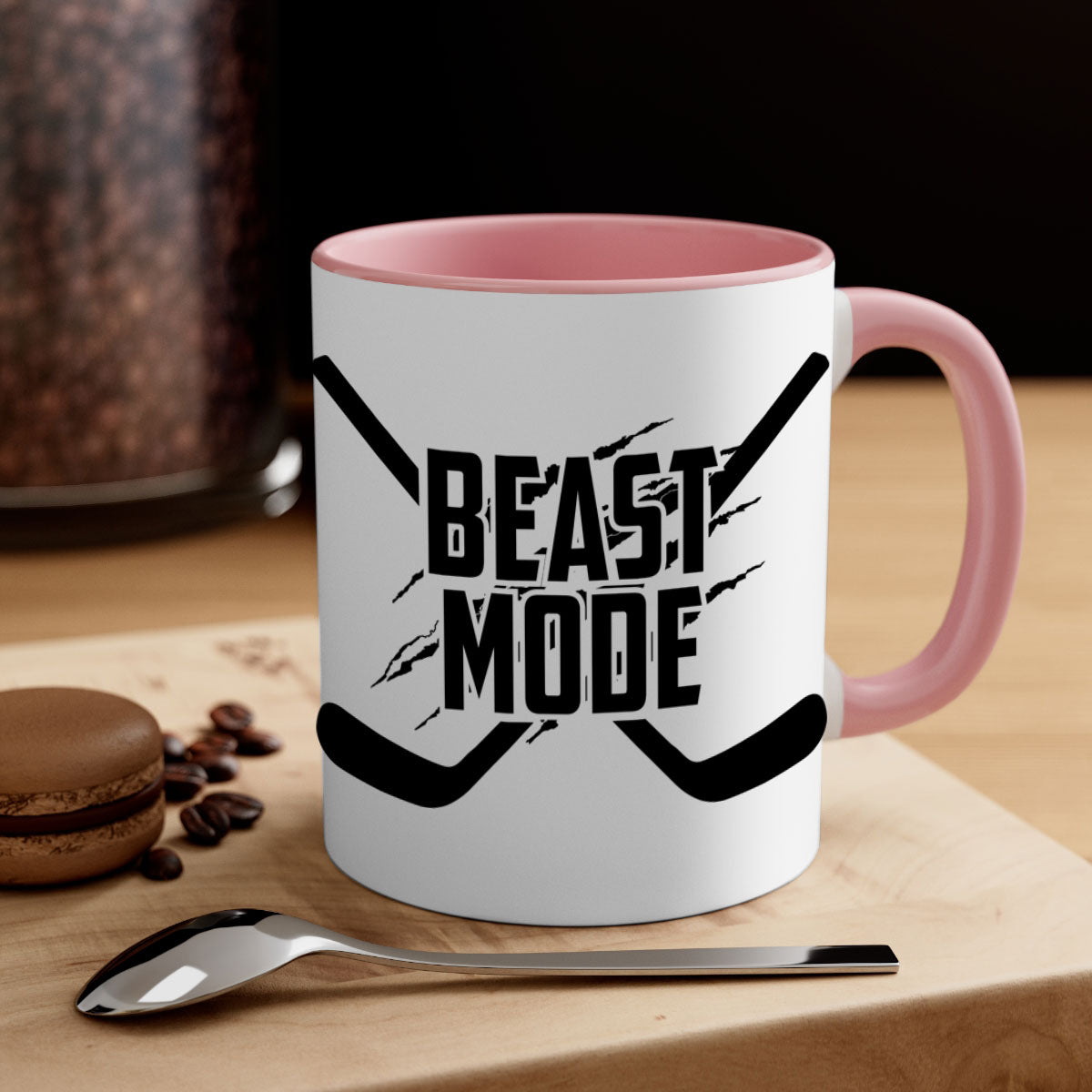 Beast mode 1426# two-tone ceramic coffee mug with colored handle and glossy finish, available in multiple colors.