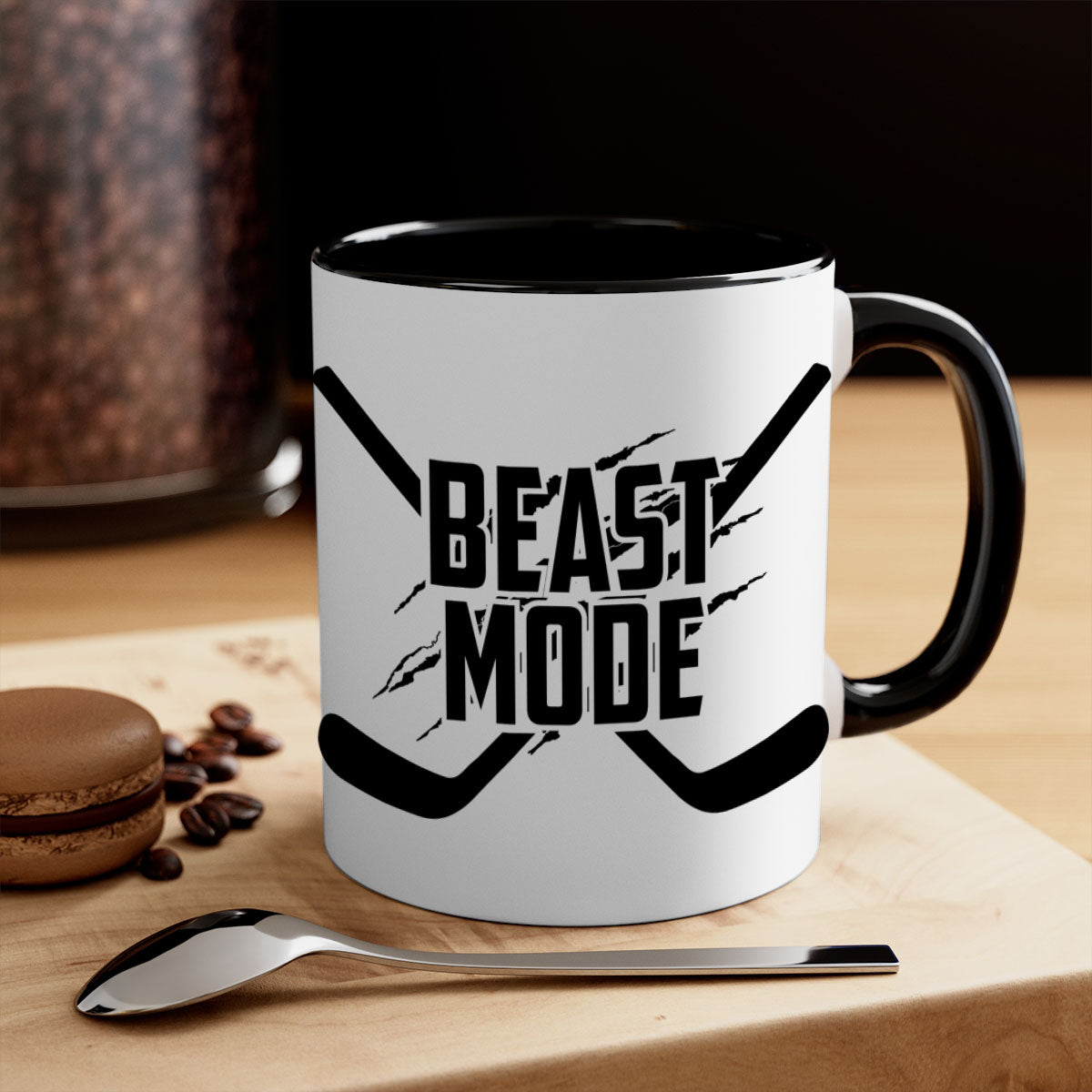 Beast mode 1426# two-tone ceramic coffee mug with colored handle and glossy finish, available in multiple colors.