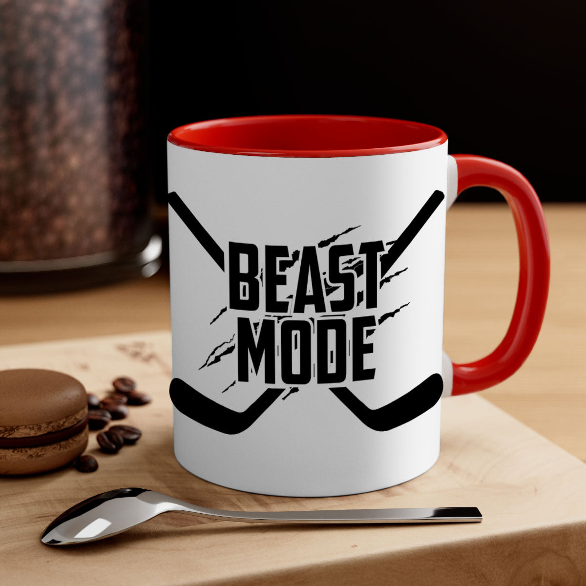 Beast mode 1426# two-tone ceramic coffee mug with colored handle and glossy finish, available in multiple colors.