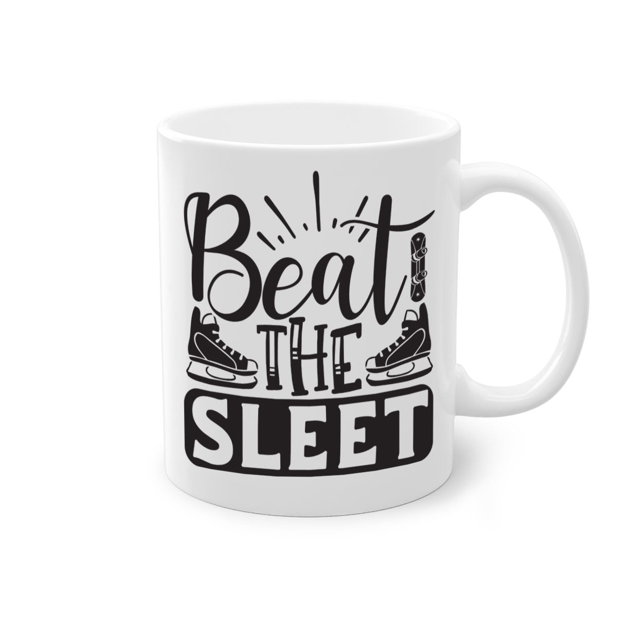 Beat the sleet 24# Mug featuring a glossy finish, colored handle, and interior, available in multiple colors and sizes.