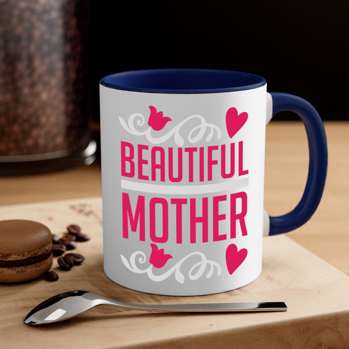 Beautiful 213# Mom Mug with a glossy finish and colored handle, available in multiple colors and sizes.