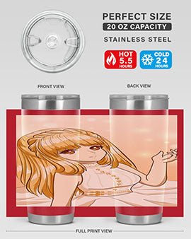 Beautiful and happy princess tumbler with long yellow hair design, showcasing a vibrant and cheerful anime character.