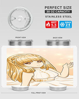 Beautiful and happy princess tumbler with long yellow hair design, showcasing a vibrant and cheerful anime character.