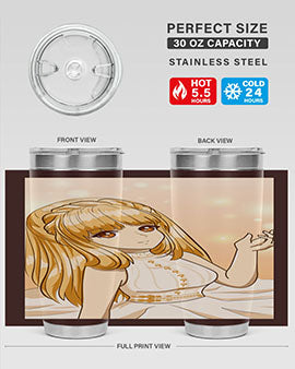 Beautiful and happy princess tumbler with long yellow hair design, showcasing a vibrant and cheerful anime character.