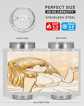 Beautiful and happy princess tumbler with long yellow hair design, showcasing a vibrant and cheerful anime character.