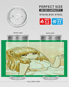 Beautiful and happy princess tumbler with long yellow hair design, showcasing a vibrant and cheerful anime character.