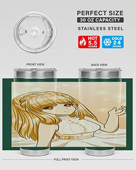 Beautiful and happy princess tumbler with long yellow hair design, showcasing a vibrant and cheerful anime character.