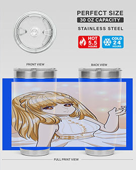 Beautiful and happy princess tumbler with long yellow hair design, showcasing a vibrant and cheerful anime character.